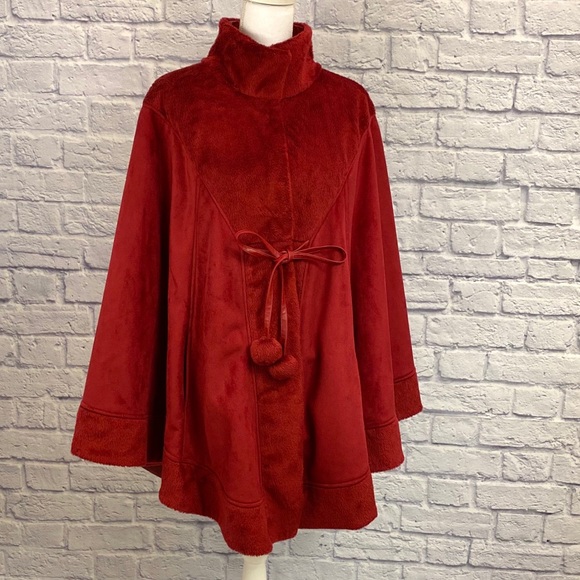 Jackets & Blazers - Red Cape Faux suede fur and vegan leather.
